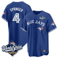 T.Blue Jays #4 George Springer Player Royal 2025 American League Game All Stitched Jersey