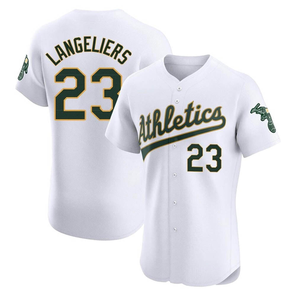 Athletics #23 Shea Langeliers Player White Elite Home Stitched Jersey