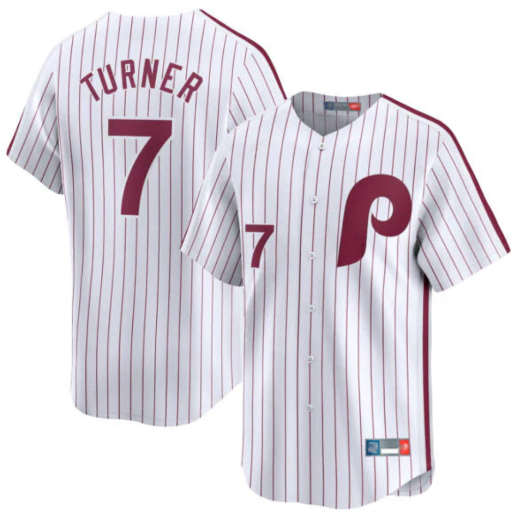 P.Phillies #7 Trea Turner Player White Cooperstown Collection Limited Home Gdoa Stitched Jerseys