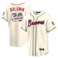 A.Braves #30 Drake Baldwin Player Cream USA 250 Fourth Of July Limited Home Game Gdoa250Ys Stitched Jerseys