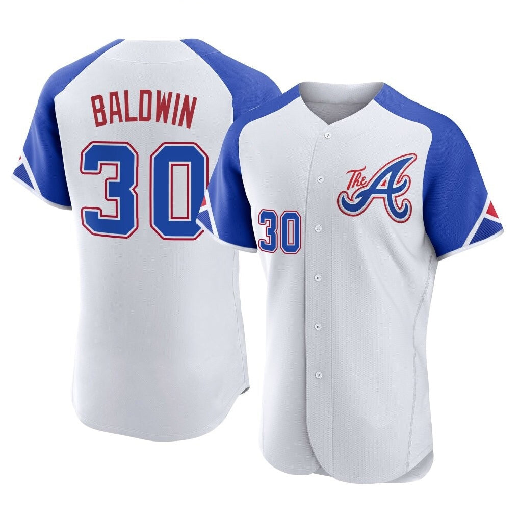 A.Braves #30 Drake Baldwin Player White City Connect Limited Elite Home Game Gdoa Stitched Jerseys