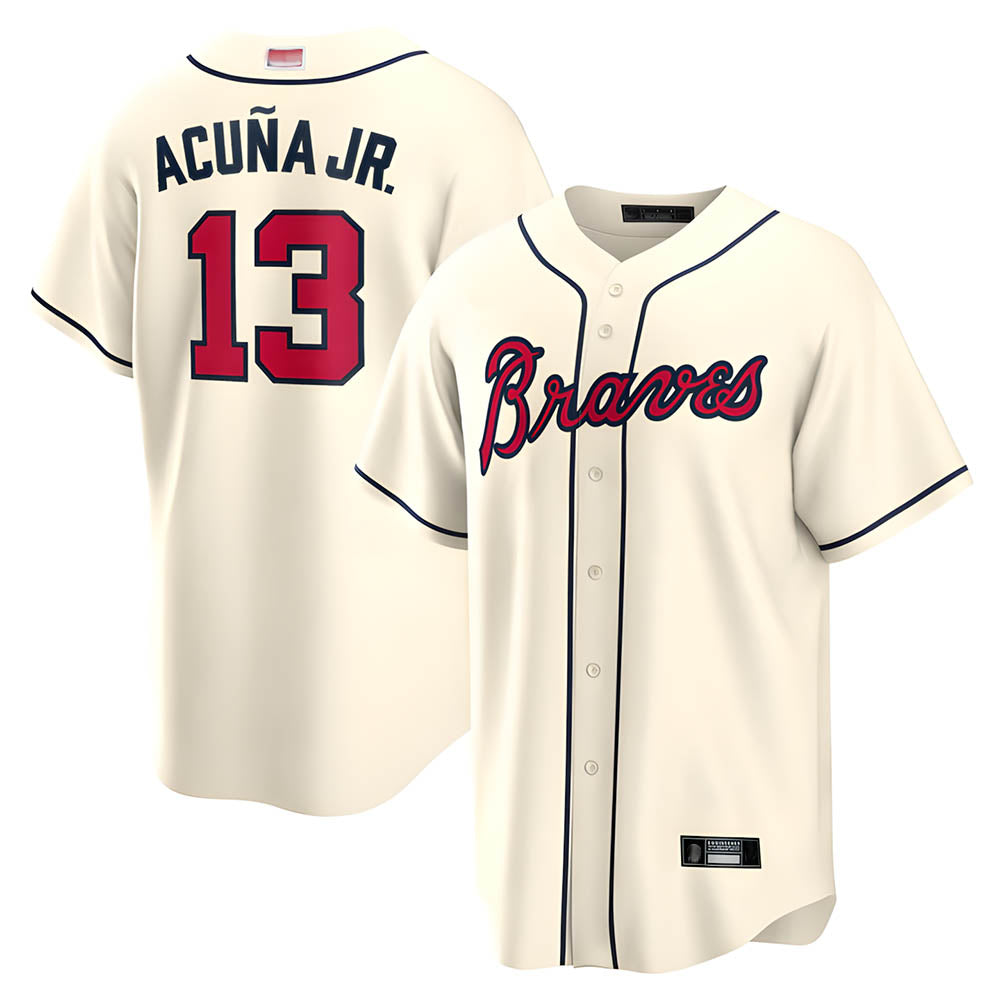 A.Braves #13 Ronald Acun?a Jr. Player Cream Limited Stitched Jerseys