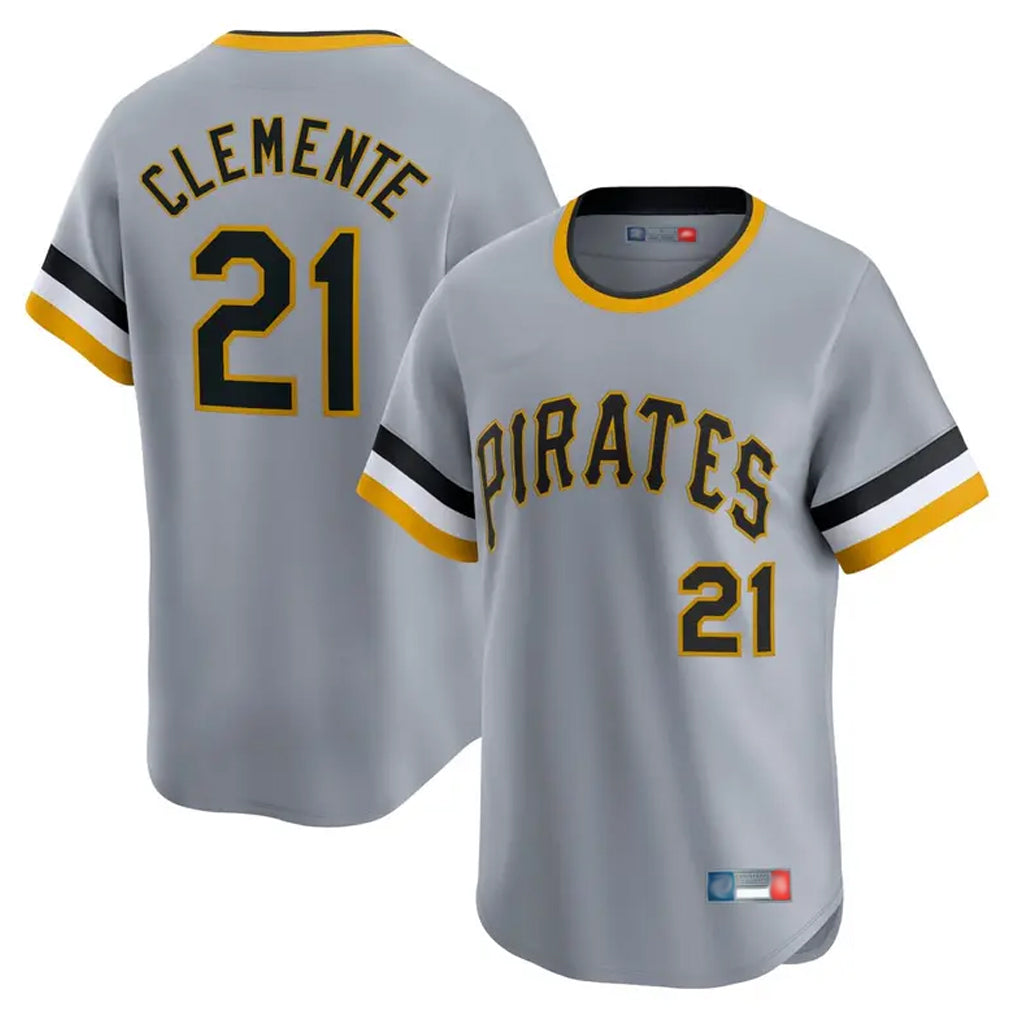 P.Pirates #21 Roberto Clemente Player Gray Throwback Cooperstown Collection Limited T-shirt Gdoa Stitched Jerseys