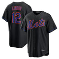 NY.Mets #12 Francisco Lindor Player Black Alternate Home Game Gdoa Stitched Jerseys