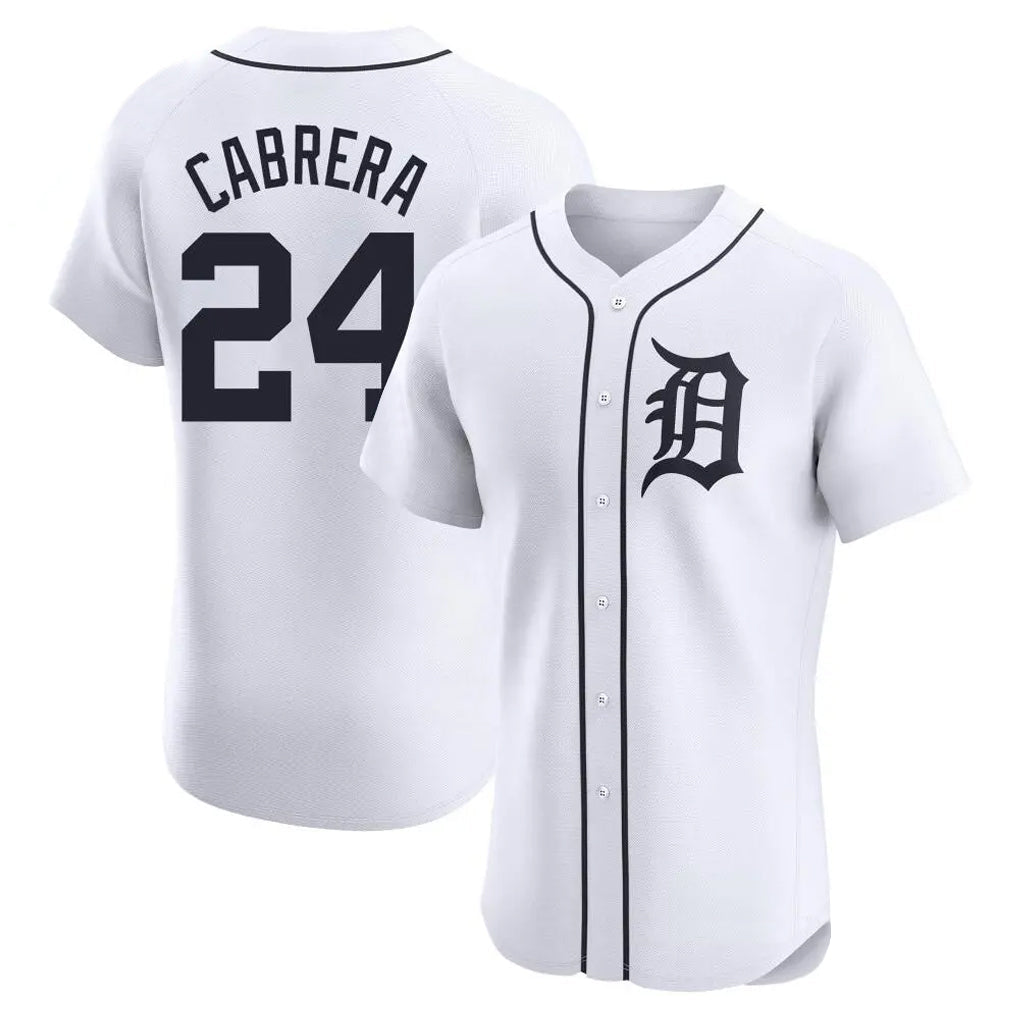 D.Tigers #24 Miguel Cabrera Player White Limited Elite Home Gdoa Stitched Jerseys