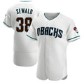A.Diamondbacks #38 Paul Sewald Player White Teal Authentic Alternate Stitched Jersey
