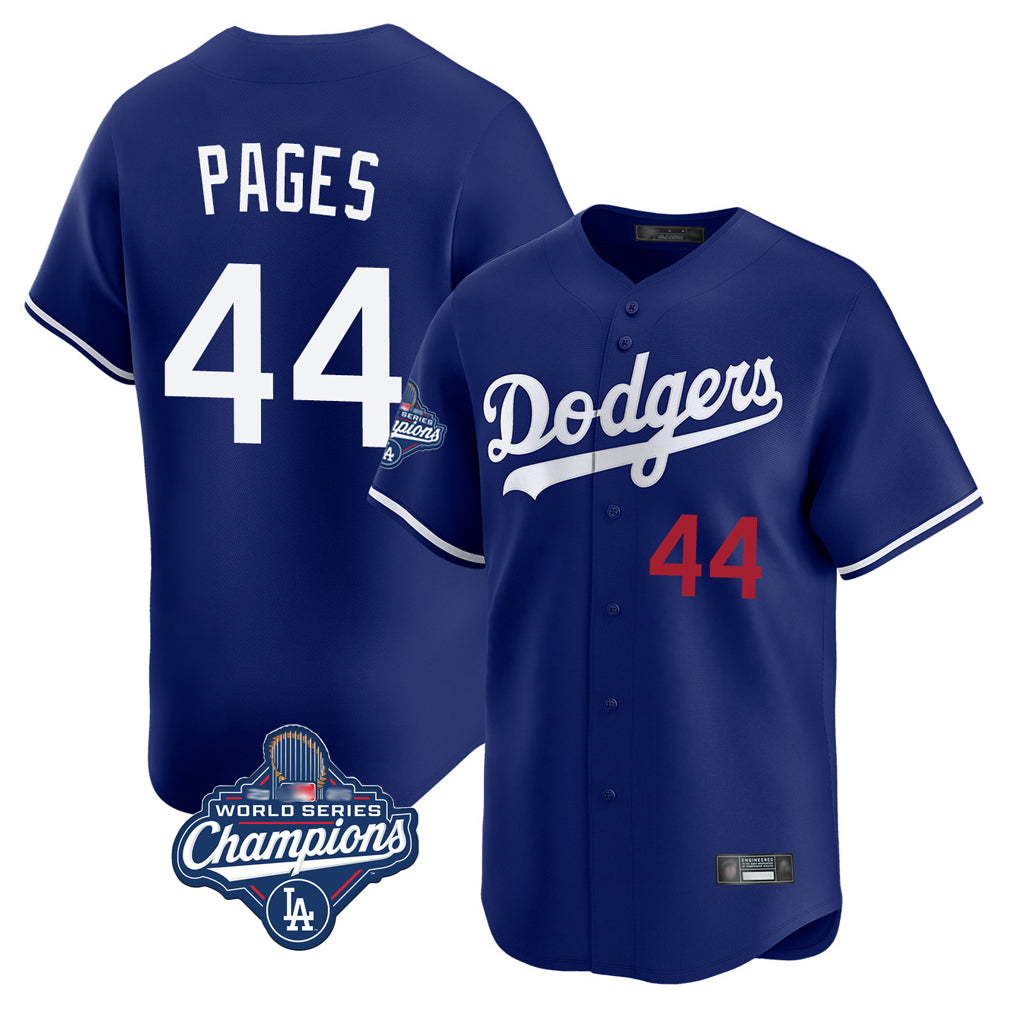 LA.Dodgers #44 Andy Pages Player Royal World Series Meet Limited Home Gdoa Stitched Jerseys