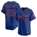 NY.Mets #26 Nolan McLean Player Royal T-shirt Home Limited Elite Stitched Jerseys