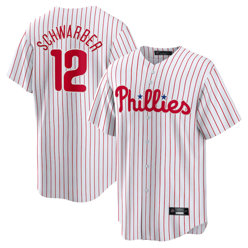 P.Phillies #12 Kyle Schwarber Player White Home Game Stitched Jerseys