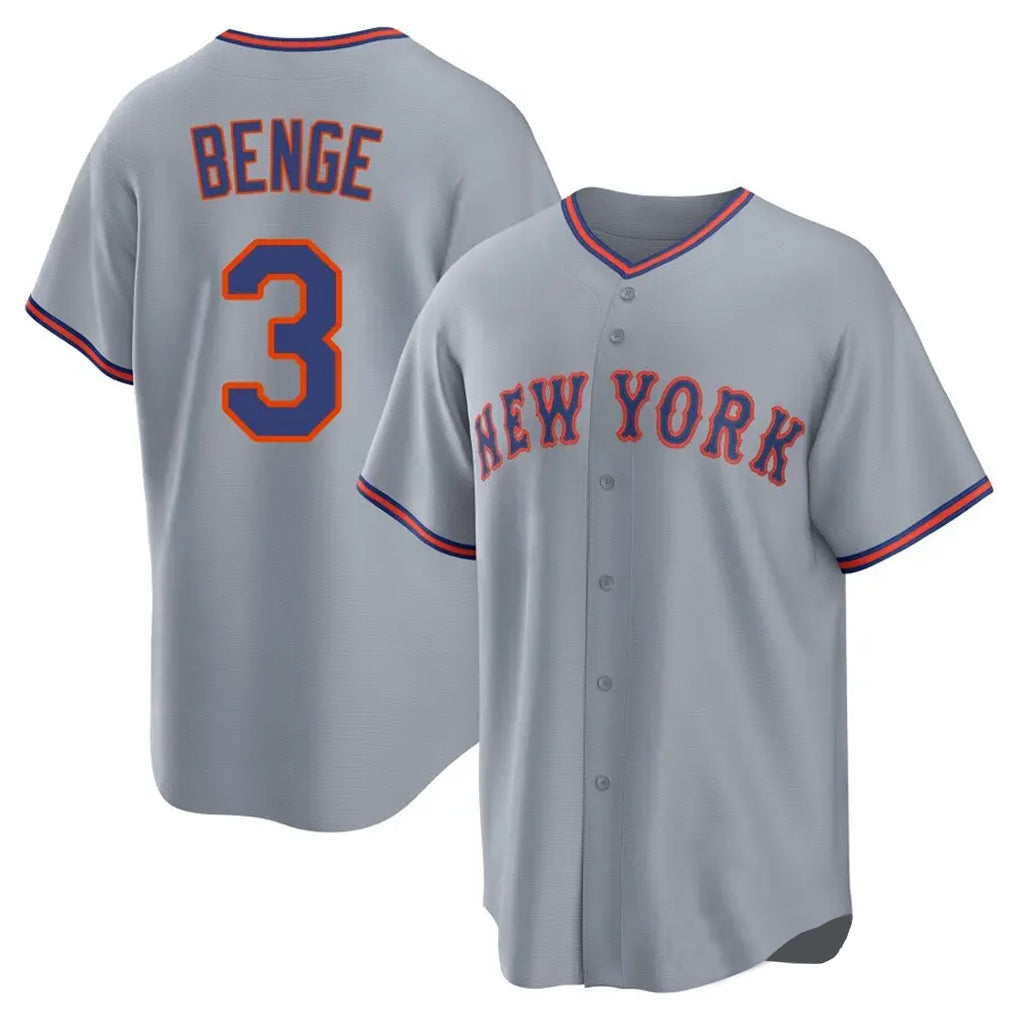 NY.Mets #3 Carson Benge Player Gray Road Home Game Stitched Jerseys