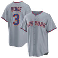 NY.Mets #3 Carson Benge Player Gray Road Home Game Gdoa Stitched Jerseys