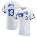KC.Royals #13 Salvador Perez Player White Limited Elite Home Game Gdoa Stitched Jerseys