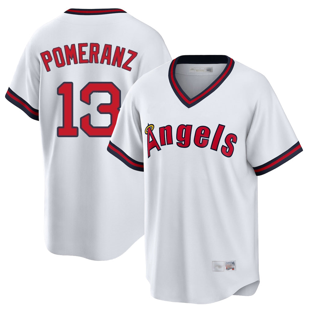 LA.Angels #13 Drew Pomeranz Player White T-shirt Home Game Gdoa Stitched Jerseys
