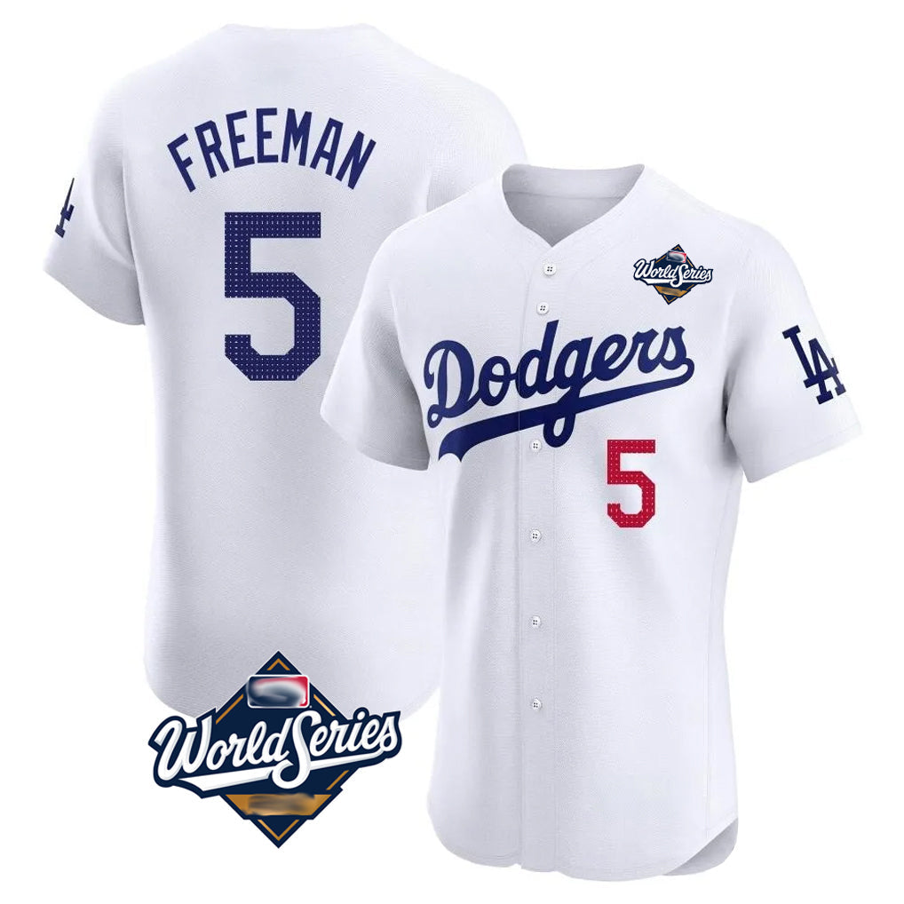 LA.Dodgers #5 Freddie Freeman Player White World Series Limited Elite Home Gdoa Stitched Jerseys