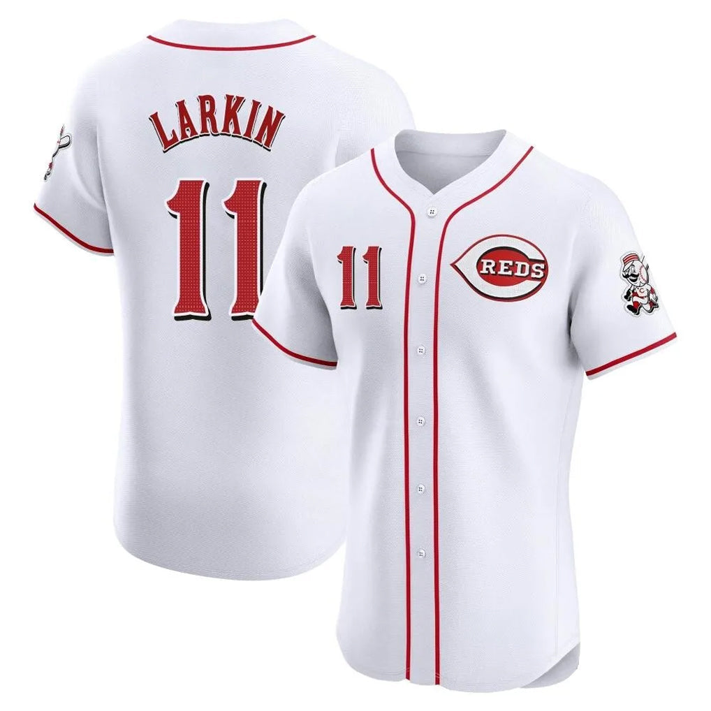 C.Reds #11 Barry Larkin Player White Limited Elite Home Gdoa Stitched Jerseys
