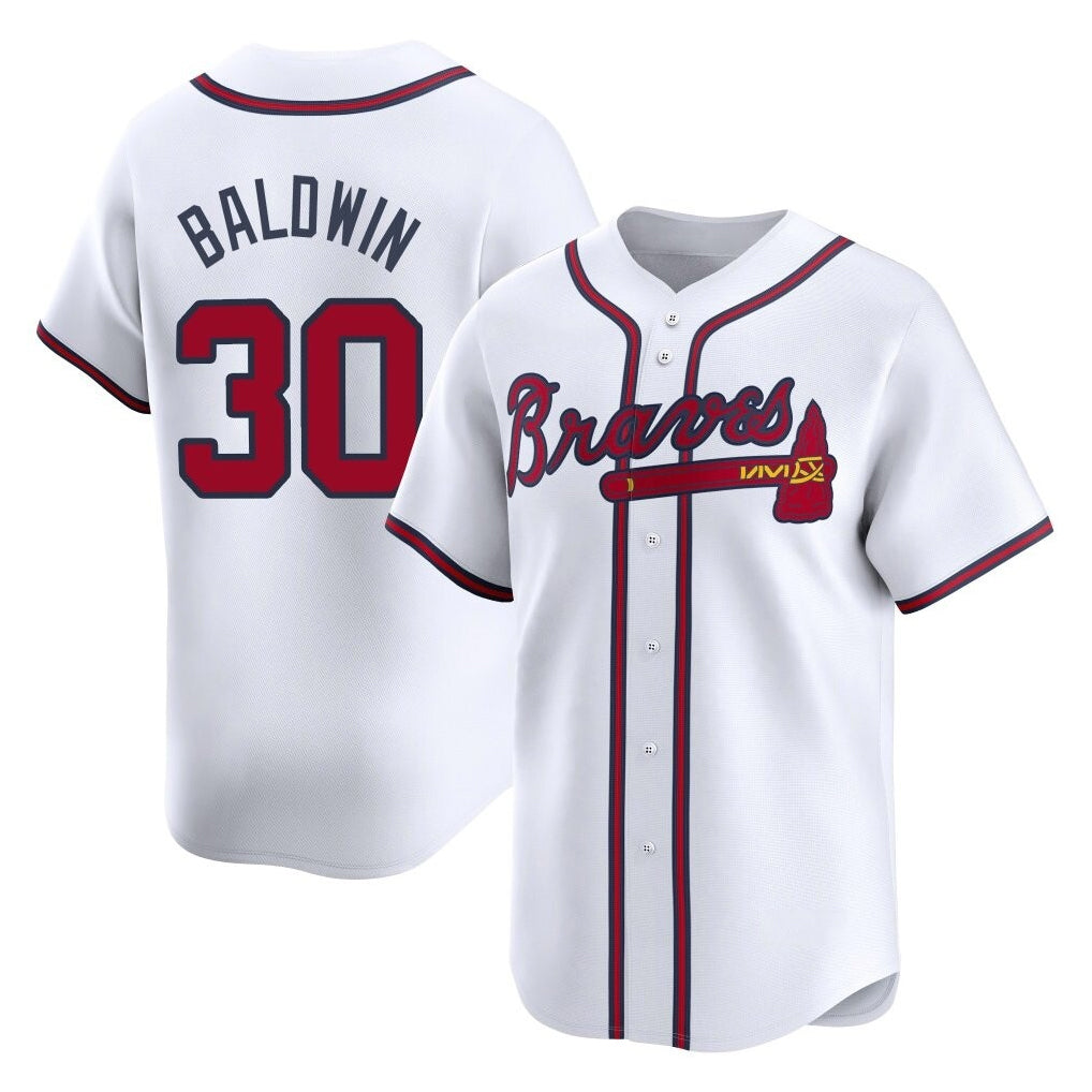 A.Braves #30 Drake Baldwin Player White Limited Home Game Gdoa Stitched Jerseys