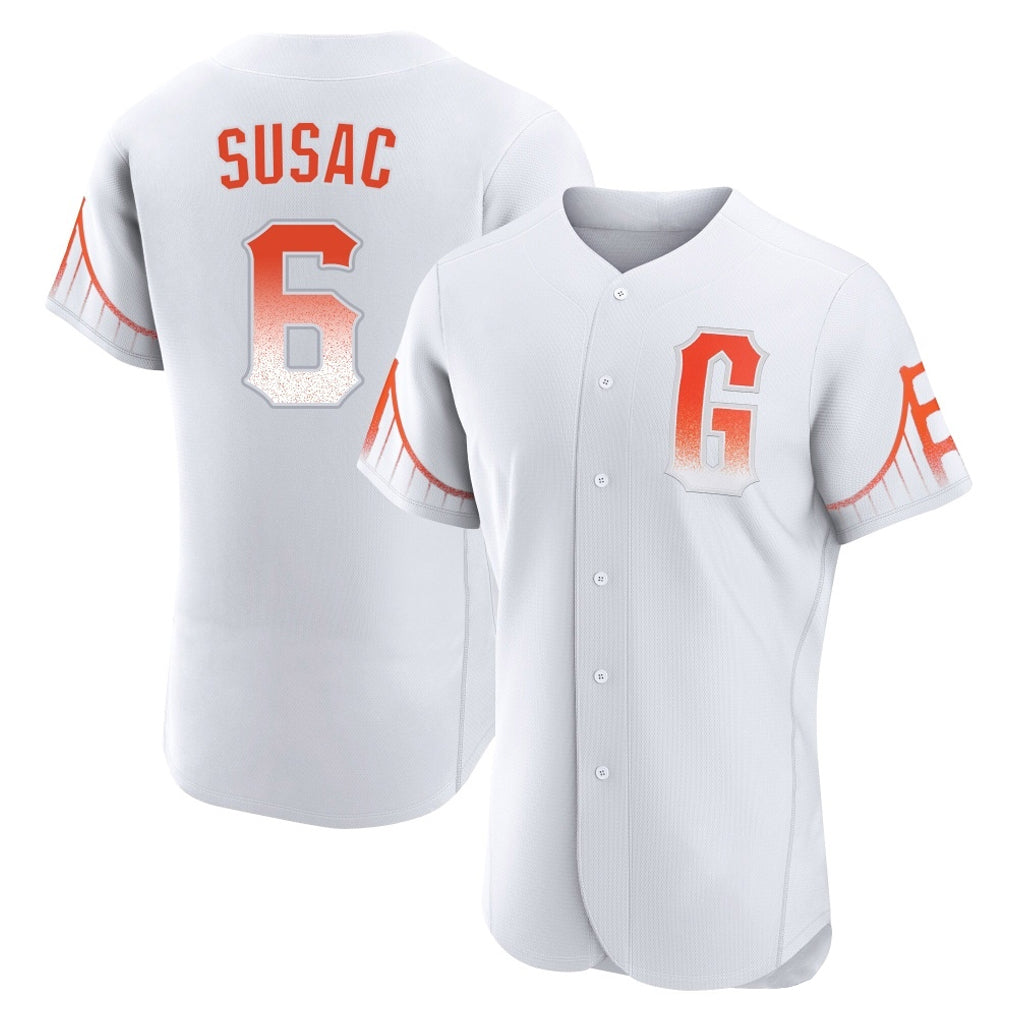 SF.Giants #6 Daniel Susac Player White City Connect Home Limited Elite Stitched Jerseys