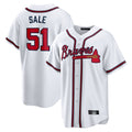 A.Braves #51 Chris Sale Player White Home Game Gdoa Stitched Jerseys
