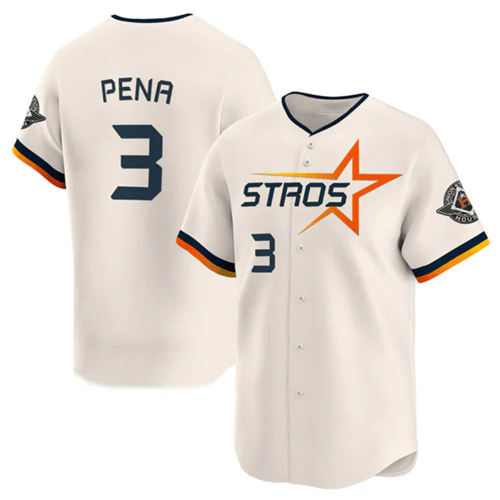 H.Astros #3 Jeremy Pena Player Cream Limited Home Gdoa Stitched Jerseys