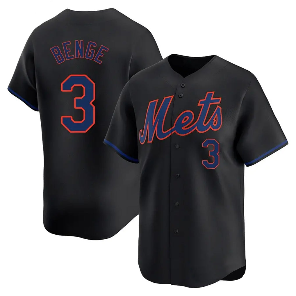 NY.Mets #3 Carson Benge Player Black Alternate Home Limited Stitched Jerseys
