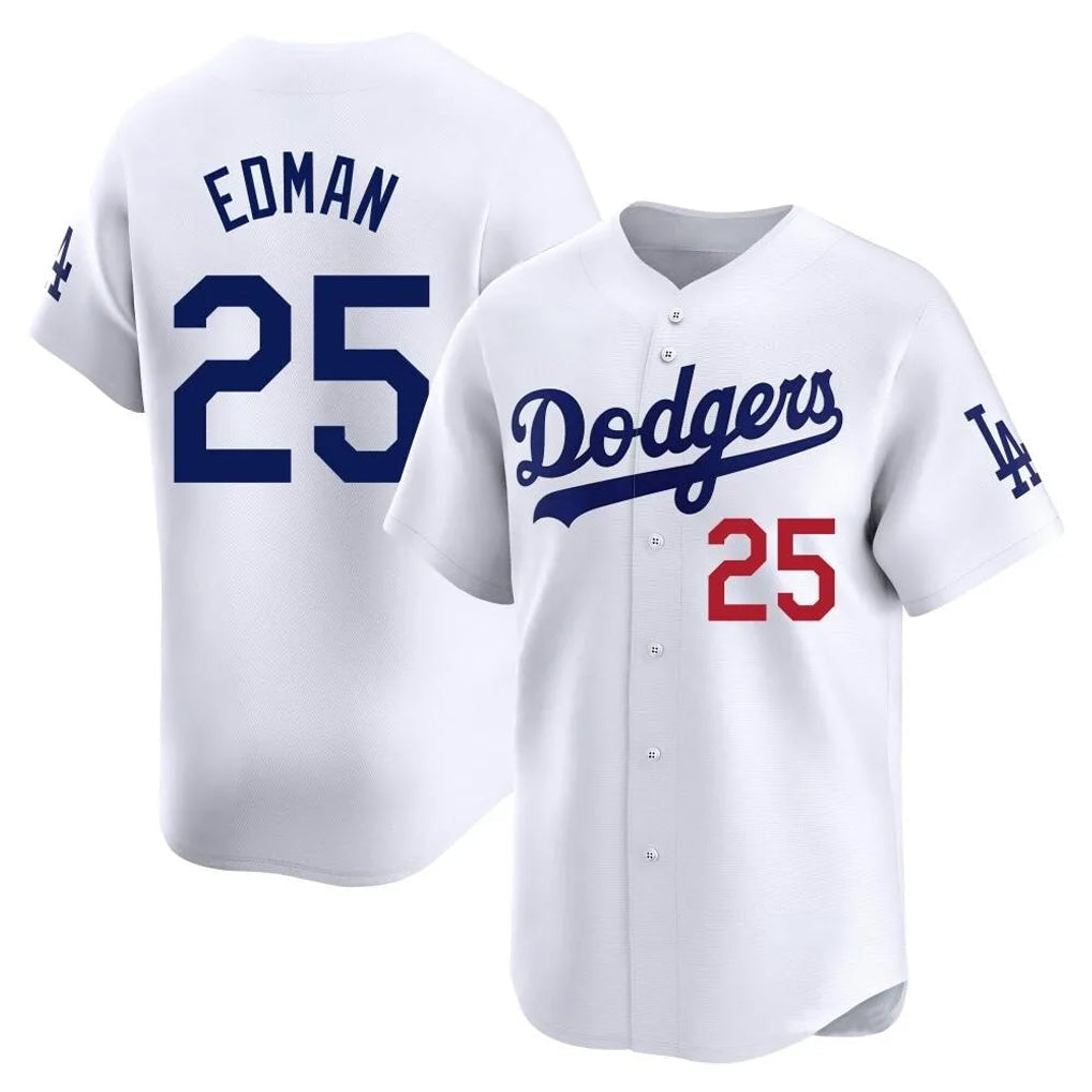 LA.Dodgers #25 Tommy Edman Player White Limited Home Gdoa Stitched Jerseys