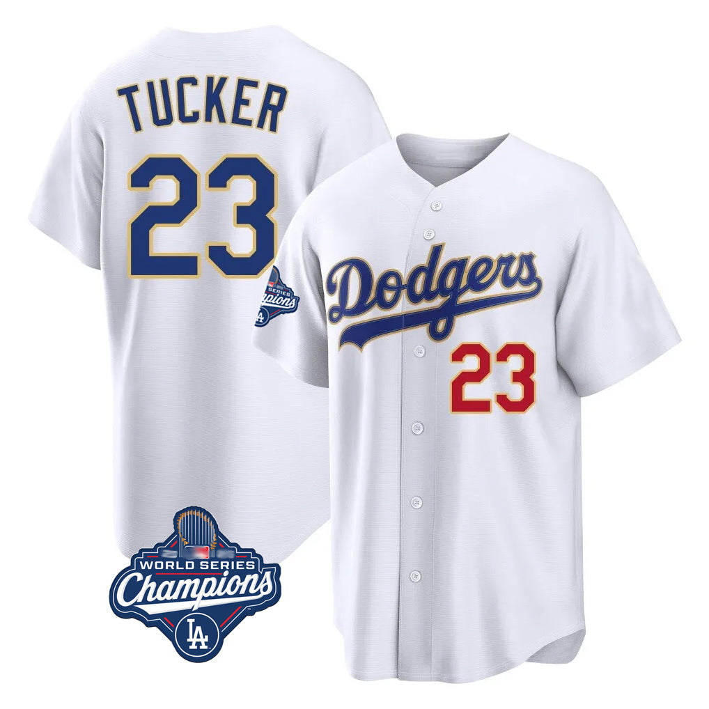 LA.Dodgers #23 Kyle Tucker Player Gold White World Series Meet 2026 Collection Stadium Limited Gdoa Stitched Jerseys