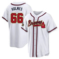 A.Braves #66 Grant Holmes Player White&Gold Replica Program Stitched Jerseys