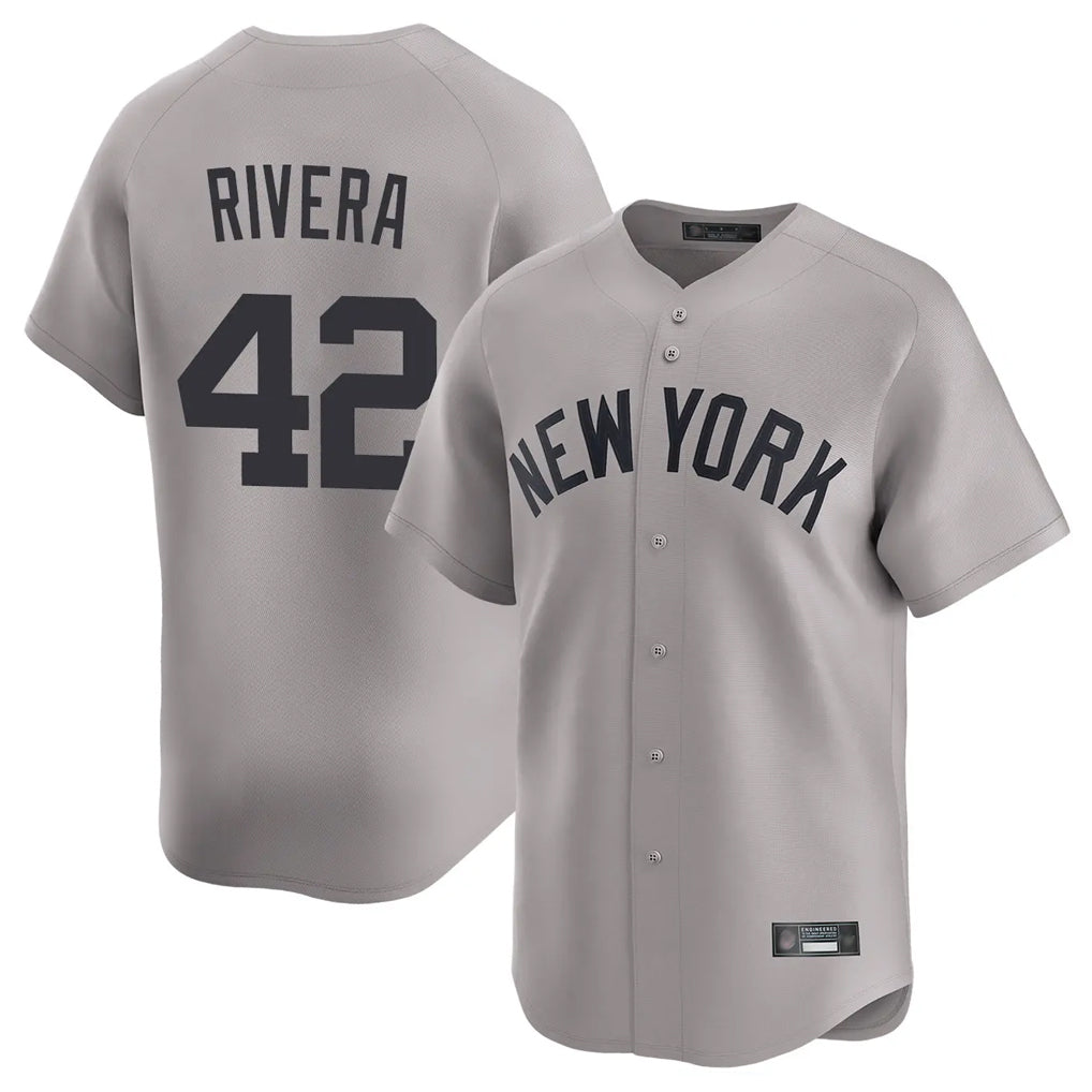 NY.Yankees #42 Mariano Rivera Player Gray Limited Home Gdoa Stitched Jerseys