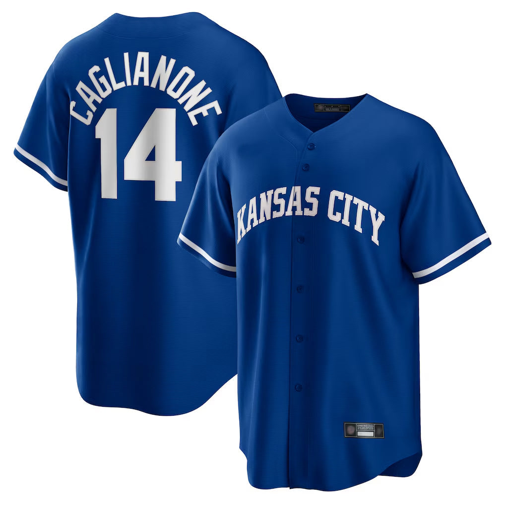 KC.Royals #14 Jac Caglianone Player Royal Game Home Gdoa Stitched Jerseys