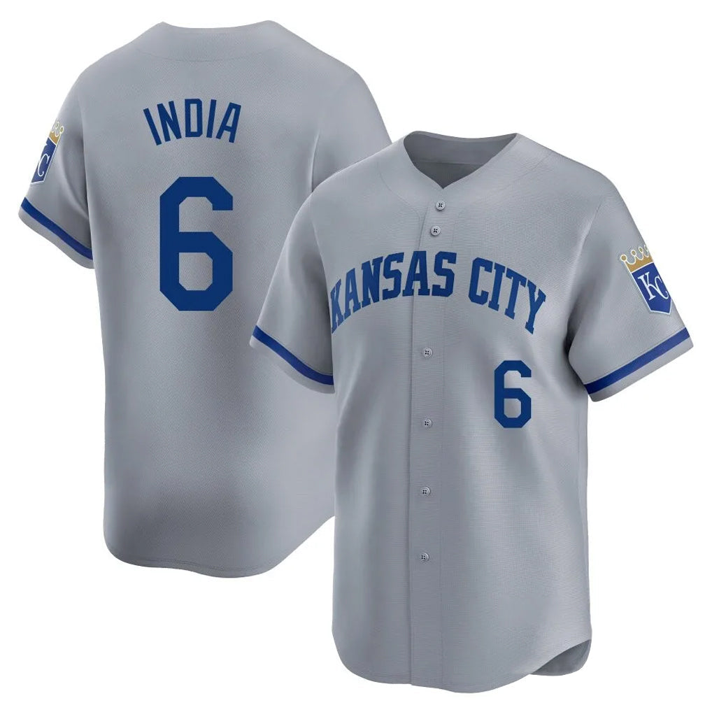 KC.Royals #6 Jonathan India Player Gray Limited Home Gdoa Stitched Jerseys