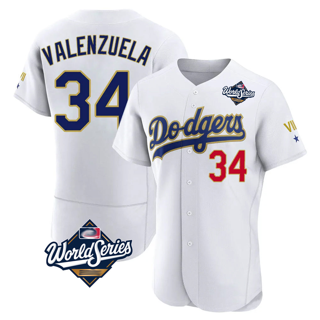 LA.Dodgers #34 Fernando Valenzuela Player Gold White World Series 2026 Collection Stadium Limited Elite Gdoa Stitched Jerseys