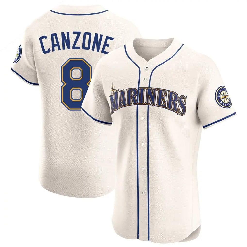 S.Mariners #8 Dominic Canzone Player Cream Home Limited Elite Gdoa Stitched Jerseys