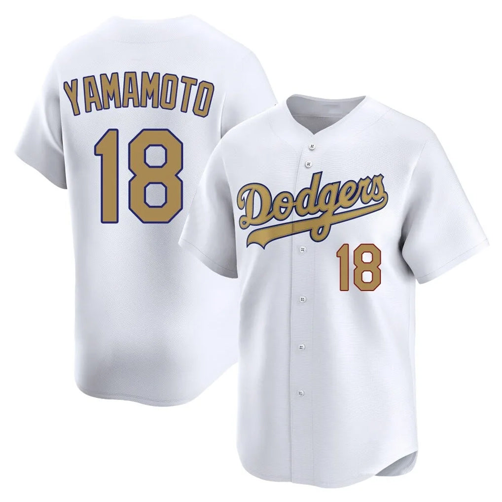 LA.Dodgers #18 Yoshinobu Yamamoto Player Gold Collection Limited Home Gdoa Stitched Jerseys