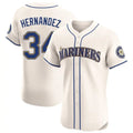 S.Mariners #34 Felix Hernandez Player Cream Home Limited Elite Stitched Jerseys