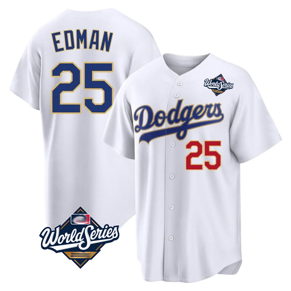 LA.Dodgers #25 Tommy Edman Player Gold White World Series 2026 Collection Stadium Limited Gdoa Stitched Jerseys