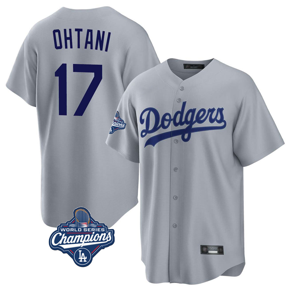 LA.Dodgers #17 Shohei Ohtani Player Gray World Series Meet Game Gdoa Stitched Jerseys