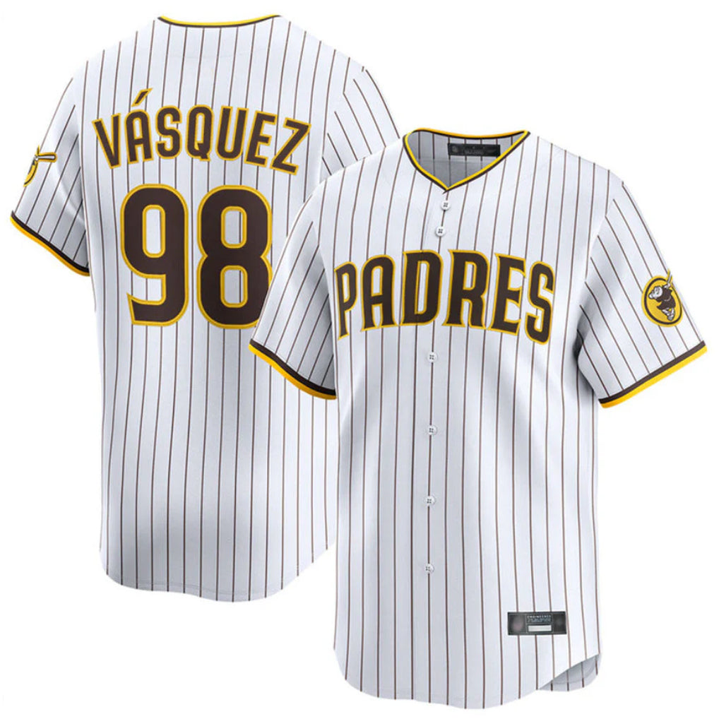 S.Diego Padres #98 Randy Vasquez Player White Home Limited Gdoa Stitched Jerseys