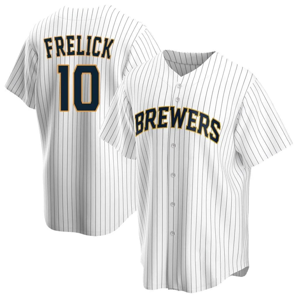 M.Brewers #10 Sal Frelick Player White Home Game Gdoa Stitched Jerseys