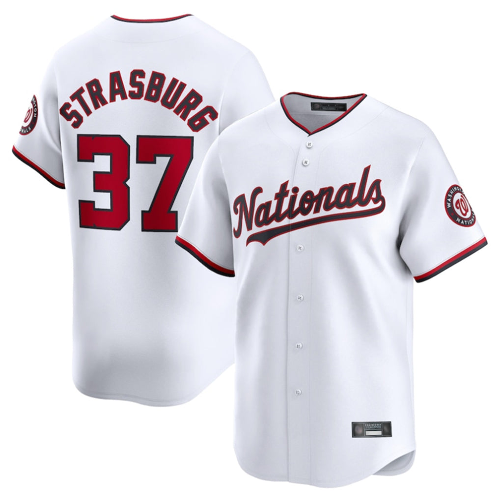 W.Nationals #37 Stephen Strasburg Player White Home Limited Stitched Jerseys