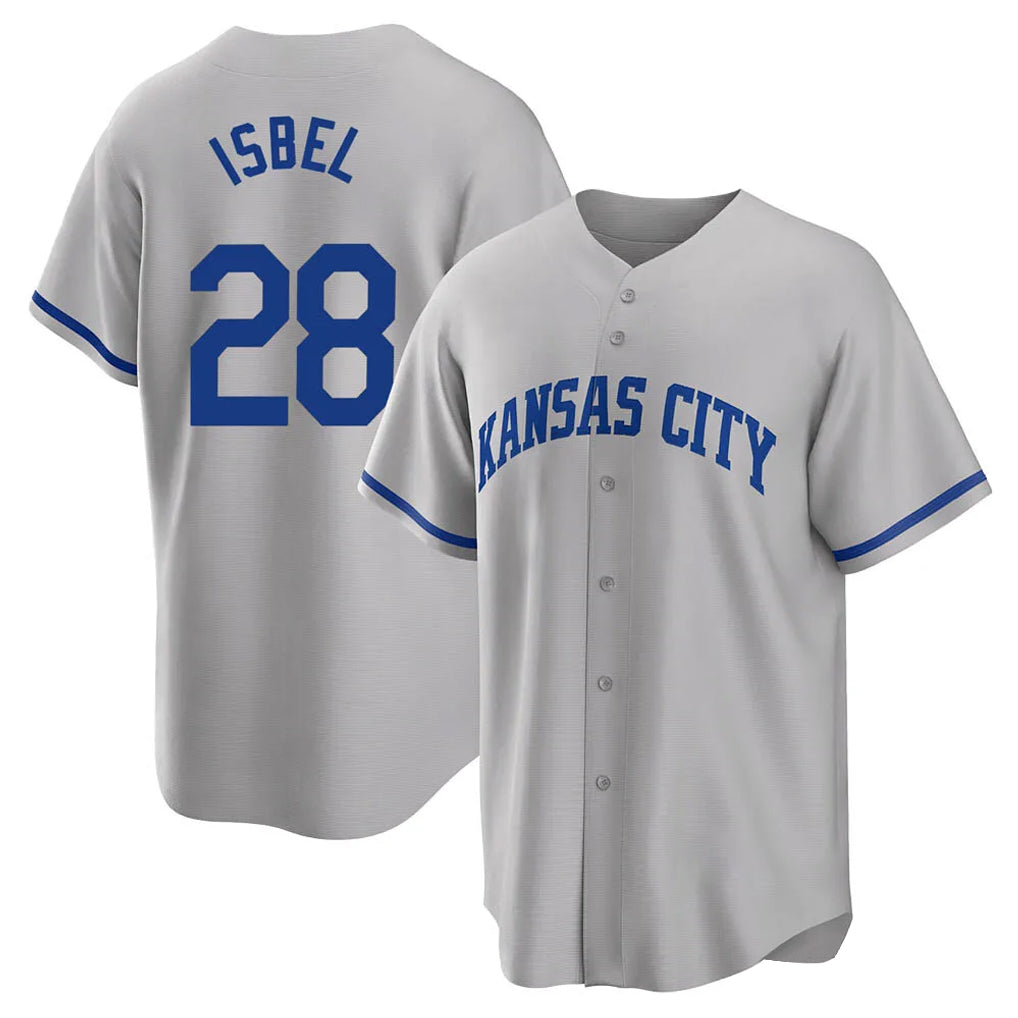KC.Royals #28 Kyle Isbel Player Gray Game Home Gdoa Stitched Jerseys