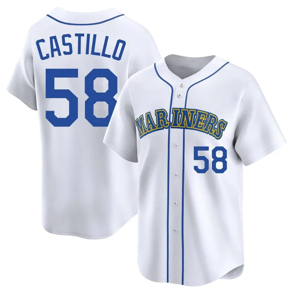 S.Mariners #58 Luis Castillo Player White Throwback Cooperstown Collection Limited Game Stitched Jerseys