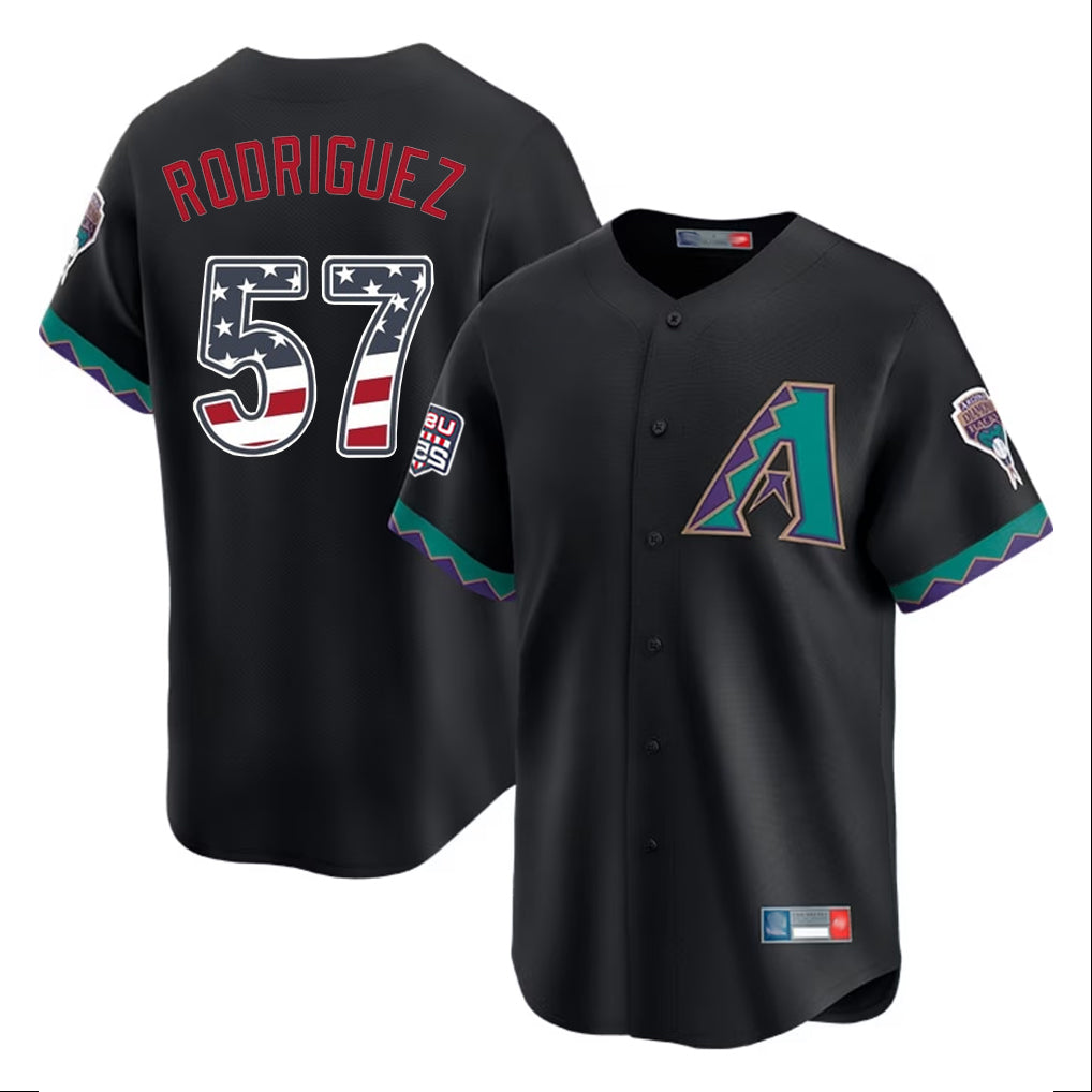 A.Diamondbacks #57 Eduardo Rodriguez Player Black USA 250 Fourth of July Home Game Gdoa250Ys Stitched Jerseys