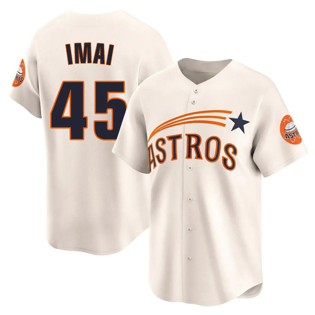 H.Astros #45 Tatsuya Imai Player Cream Throwback Cooperstown Collection Limited Gdoa Stitched Jerseys