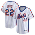 NY.Mets #22 Juan Soto Player White Cooperstown Collection T-shirt Game Stitched Jerseys