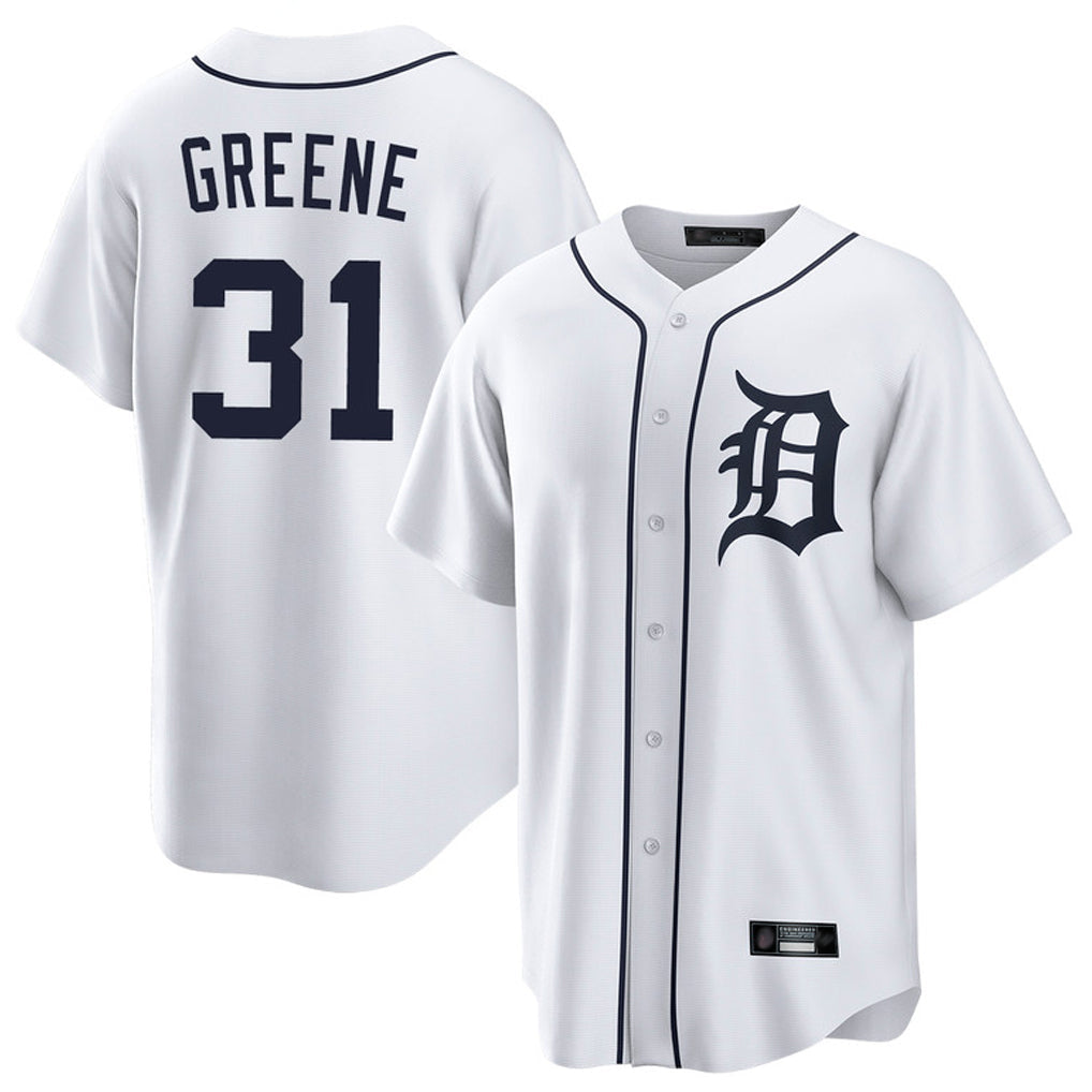 D.Tigers #31 Riley Greene Player White Home Game Gdoa Stitched Jerseys