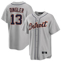 D.Tigers #13 Dillon Dingler Player Gray Home Game Gdoa Stitched Jerseys
