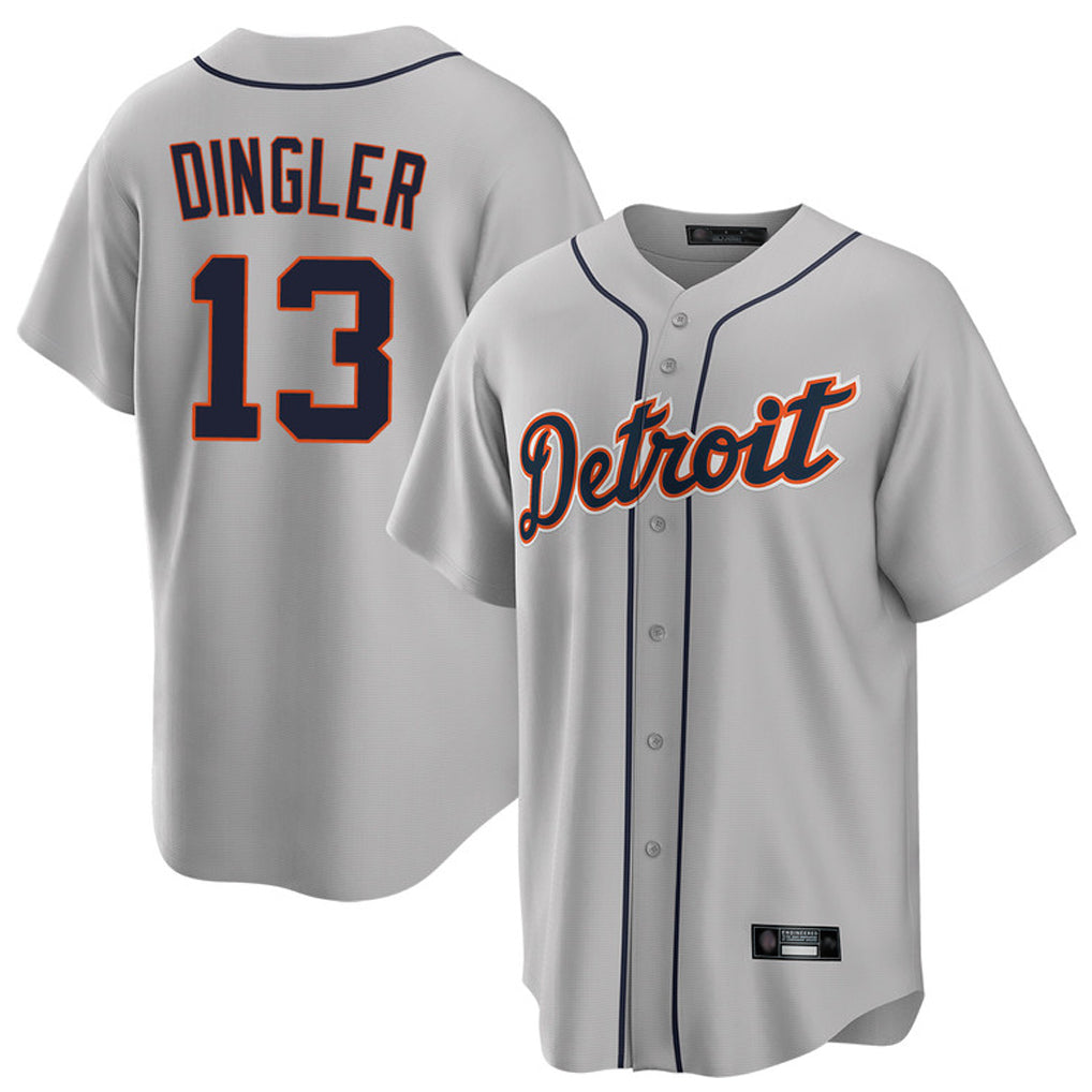 D.Tigers #13 Dillon Dingler Player Gray Home Game Gdoa Stitched Jerseys
