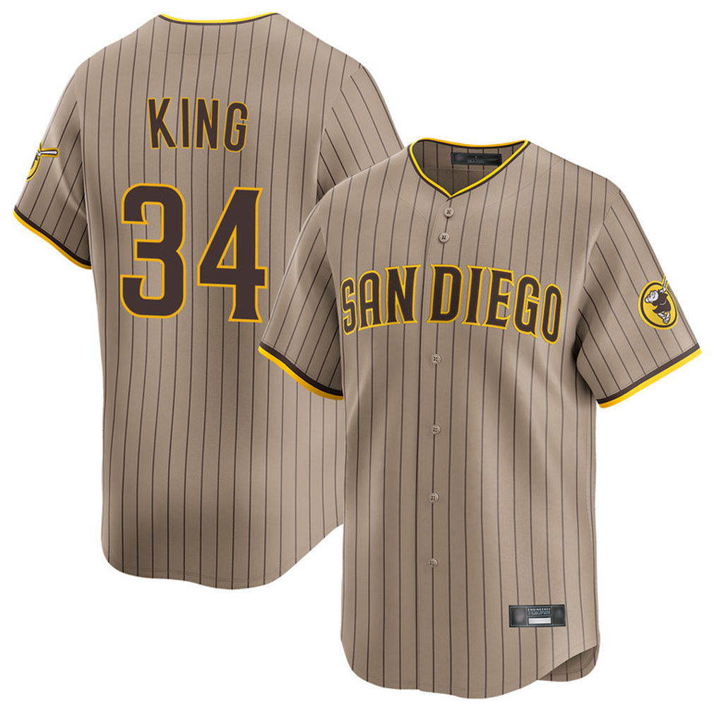S.Diego Padres #34 Michael King Player Khaki Home Limited Gdoa Stitched Jerseys