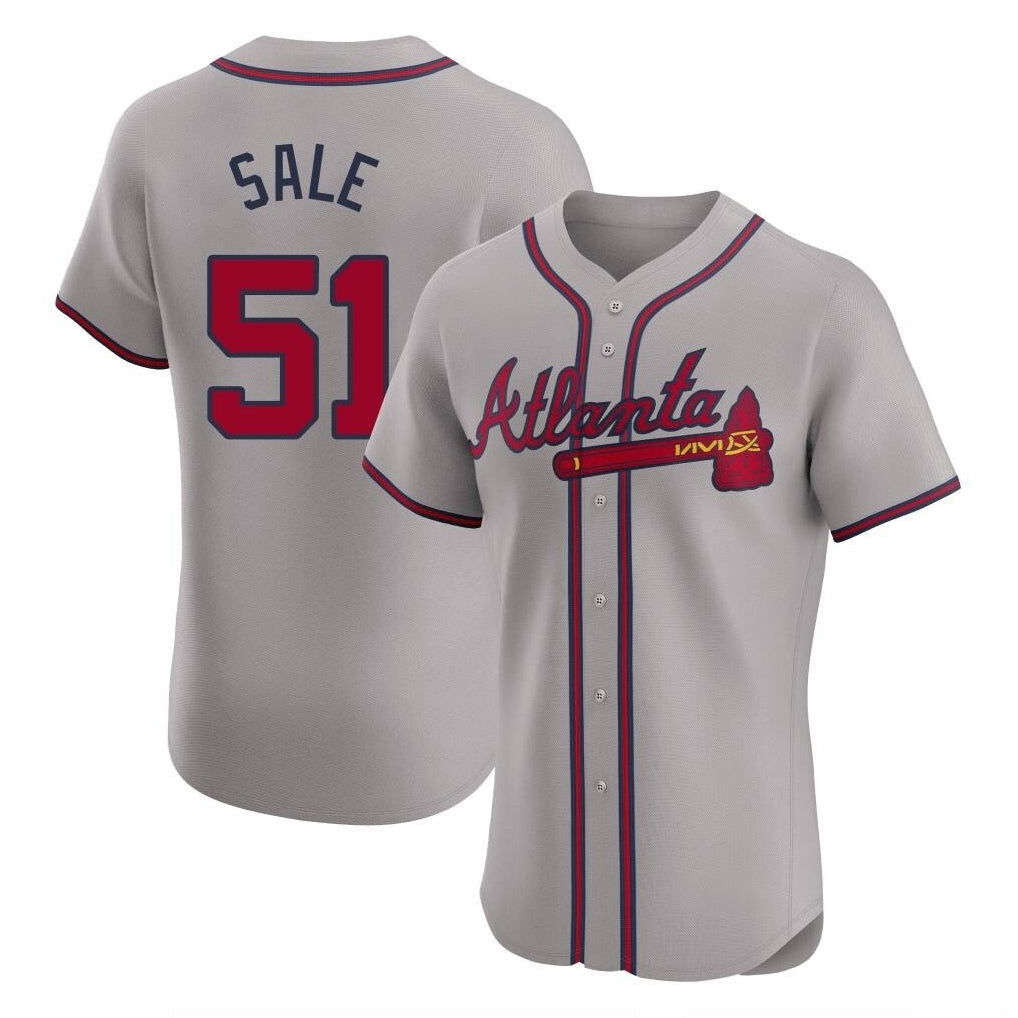 A.Braves #51 Chris Sale Player Gray Limited Elite Home Game Gdoa Stitched Jerseys