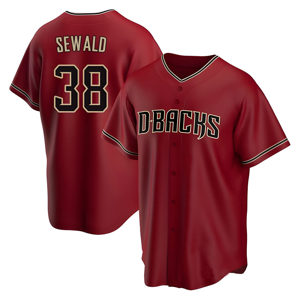 A.Diamondbacks #38 Paul Sewald Player Red Alternate Replica Stitched Jersey